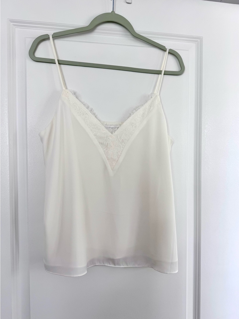 Women's Cream Lace-Trim Slip Tank Top Camisole Size M